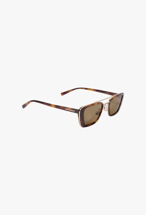 Scales - Rectangular Sunglasses In Tortoiseshell Effect Acetate And Gold Metal - GLAM MODA